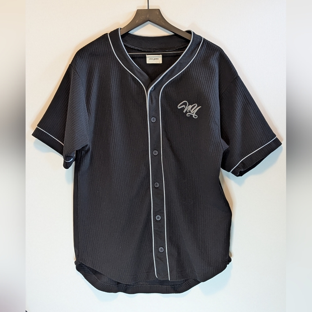 Public Supply Ribbed Athletic Jersey NY Embroider Excel Used Cond Mens Large
